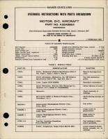 Overhaul Instructions with Parts Breakdown for DC Aircraft Motor - Part A35A8864 