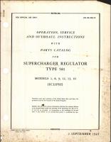 Operation, Service, & Overhaul Instructions with Parts Catalog for Supercharger Regulator Type 581