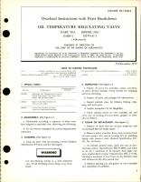 Overhaul Instructions with Parts Breakdown for Oil Temperature Regulating Valve - Part 151855-1 - Model OTV5-51-1