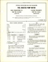 Overhaul Instructions with Parts for Fuel Booster Pump Motor 