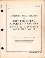 Overhaul Tools Catalog for Continental Engines R-670-4, R-670-5, R-670-6, R-670-11, O-170-3, 1-1430-9, and 1-1430-11