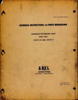 Overhaul Instructions with Parts Breakdown for Propeller Feathering Pump - Parts 28359-10 and 28359-11 