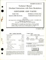 Overhaul Instructions with Parts Breakdown for Container and Valves - Part 891450 and 891450-01