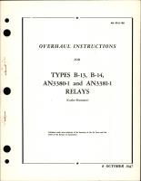 Overhaul Instructions for Relays - Types B-13, B-14, SAN3380-1, and AN3381-1