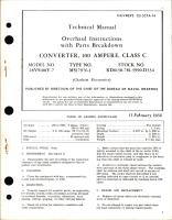 Overhaul Instructions with Parts Breakdown for Class C Converter, 100 Ampere - Model 28VS100Y-7 - Type MS17976-1