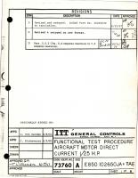 Functional Test Procedure for Aircraft Motor Direct Current 1/25 HP