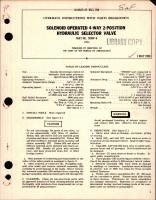 Overhaul Instructions with Parts for Solenoid Operated 4-Way 2-Position Hydraulic Selector Valve - Part 50347-6