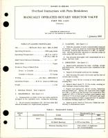 Overhaul Instructions with Parts for Manually Operated Rotary Selector Valve - Part 111105