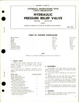 Overhaul Instructions with Parts Breakdown for Hydraulic Pressure Relief Valve - AA-8-08 and AA-12-10A 