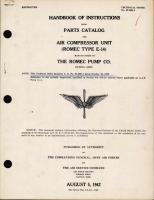 Handbook of Instructions with Parts Catalog for Air Compressor Unit Romec Type E-14