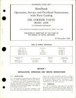 Operation, Service and Overhaul Instructions with Parts Catalog for Oil Cooler Valve - Model 46800