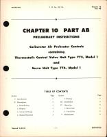 Preliminary Instructions for Carburetor Air Preheater Controls Containing Thermostatic Control Valves & Servo Units