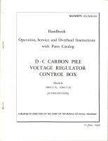 Operation, Service and Overhaul Instructions with Parts Catalog for D-C Carbon Pile Voltage Regulator Control Box - Models 1002-1-A and 1002-5-A
