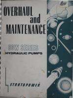 Overhaul and Maintenance for Stratopower Hydraulic Pump - Model 66W Series - Temporary Revision No. 1