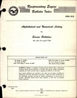 Alphabetical and Numerical Listing for Pratt & Whitney Reciprocating Engine