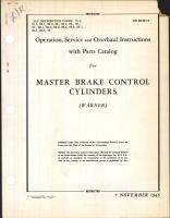 Operation, Service & Overhaul Inst with Parts Catalog for Master Brake Control Cylinders