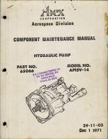 Component Maintenance Manual for Hydraulic Pump - Part 65066 - Model AP15V-14 