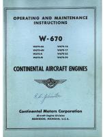 Continental W-670 Engine - Operating & Maintenance Instructions