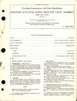 Overhaul Instructions with Parts Breakdown for Solenoid Actuated Sleeve Selector Valve Assembly - Part 109445 