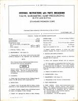 Overhaul Instructions with Parts for Valve, Barometric Sump Pressurizing