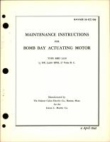 Maintenance Instructions for Bomb Bay Actuating Motor - Type RBD 2220, 1/2 HP, 3,600 RPM, 27 Volts D.C.
