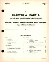 Service and Maintenance Instructions for Battery Operated Motor Generator and Control Boxes