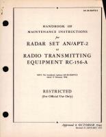 Maintenance Instructions for Radar Set AN/APT-2 or Radio Transmitting Equipment RC-156-A