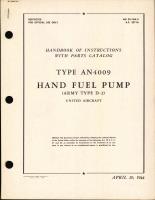 Handbook of Instructions with Parts Catalog for Type AN4009 Hand Fuel Pump (Army Type D-2)