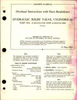 Overhaul Instructions with Parts Breakdown for Cylindrical Hydraulic Relief Valve - Part A-50125A-1550 and A-50125A-1900