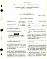 Overhaul Instructions with Parts Breakdown for Two Stage Cable Tension Regulator Part No. R74-2001-90-00