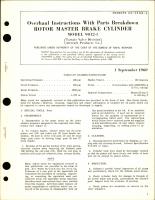 Overhaul Instructions with Parts Breakdown for Rotor Master Brake Cylinder - Model 9012-1