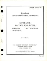 Service and Overhaul Instructions for Generator Voltage Regulator - Model CR2795E100A1 