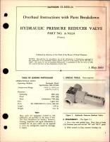 Overhaul Instructions with Parts Breakdown for Hydraulic Pressure Reducer Valve - Part A-70224