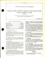 Overhaul Instructions with Parts Breakdown for Double Spool Power Control Flow Regulator Valve Model EA-54100