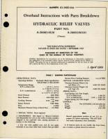 Overhaul Instructions with Parts Breakdown for Hydraulic Relief Valves - Part A-20003-0120, A-20003A0120 