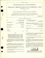 Overhaul Instructions with Parts Breakdown for Manually Operated Four Way Hydraulic Valve - Part 7-U-7074-1