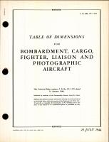 Table of Dimensions for Bombardment, Cargo, fighter, Liaison and Photographic Aircraft