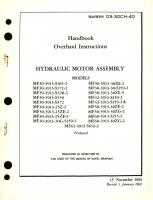 Overhaul Instructions for Hydraulic Motor Assembly Models MF30, MF42, MF50, MF60, MF62 