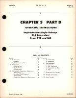 Overhaul Instructions for Engine Driven Single Voltage D-C Generators