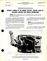 Rigging of the Manual Mixture Control Lever on Airplanes Equipped with Holley Carburetors
