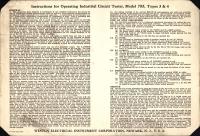 Instructions for Operating Industrial Circuit Tester, Model 785, Types 3 & 4\