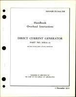 Overhaul Instructions for Direct Current Generator Part No. 30E18-1-A