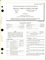 Overhaul Instructions with Parts Breakdown for Aircraft Direct-Current Motors - Part 36843 and 36843-1