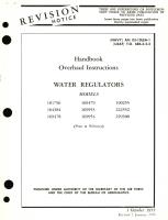 Overhaul Instructions for Water Regulators Models 101796, 104384, 169478, 169479, 169953, 169954, 190255, 222552, 229300