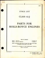 Stock List - Parts For Rolls-Royce Engines
