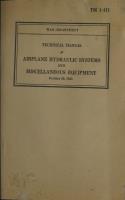 Airplane Hydraulic Systems and Miscellaneous Equipment