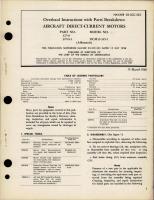 Overhaul Instructions with Parts Breakdown for Aircraft Direct Current Motors - Parts 32741 and 32741-1 - Model DCM15-245-1