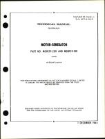 Overhaul Manual for Motor-Generator Part Nos. MGH159-200 & MGH159-100