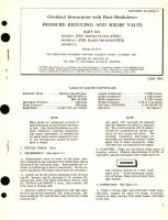 Overhaul Instructions with Parts Breakdown for Pressure Reducing and Relief Valve Part No. 3054015 