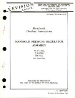 Overhaul Instructions for Manifold Pressure Regulator Assembly - Part 7008780 and 7867071